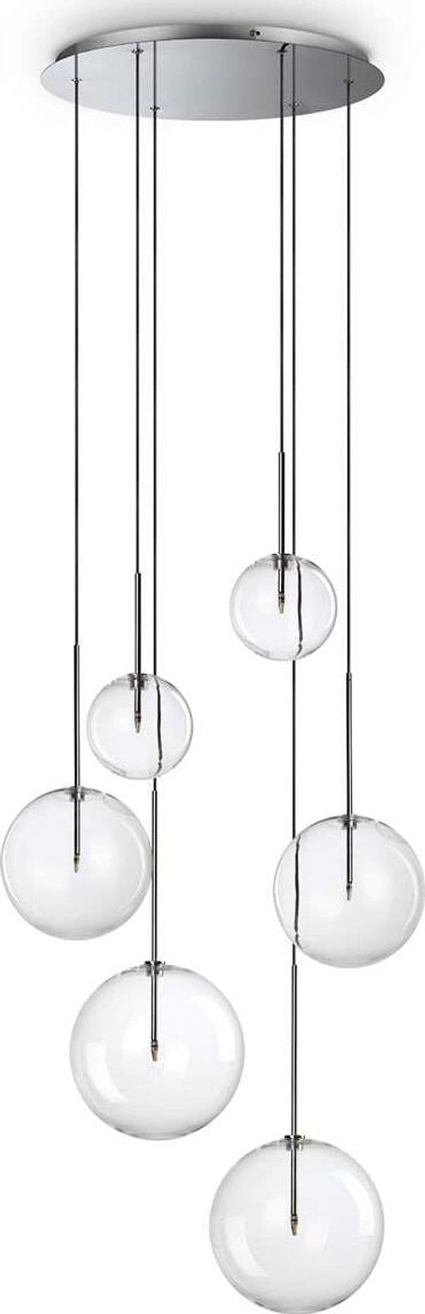Lampadario-A-Sospensione-Contemporaneo-Equinoxe-Metallo-Cromo-6-Luci-G4-2W-Ip20