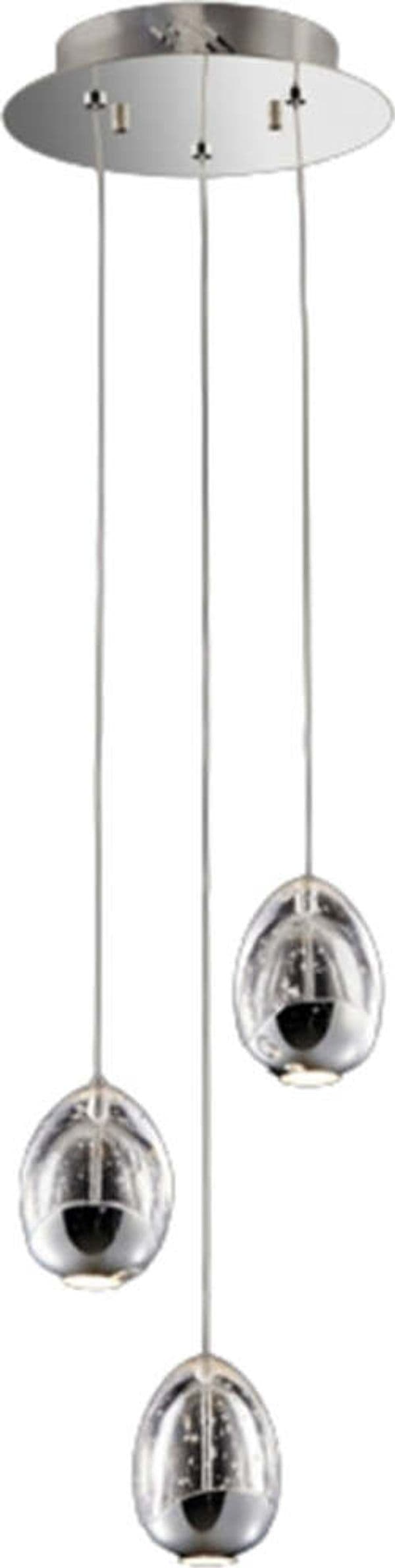 Lampadario-A-Sospensione-Contemporaneo-Golden-Egg-Cromo-Vetro-Pulegoso-Led-14,4W