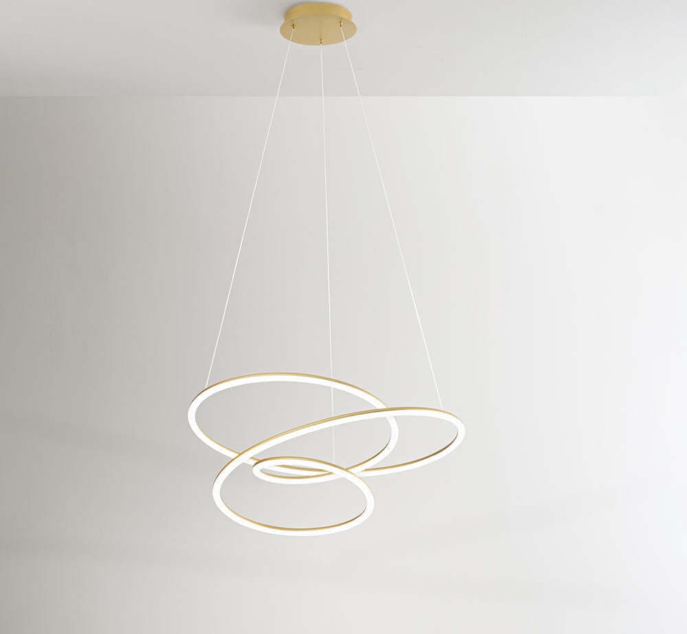 Lampadario-A-Sospensione-Contemporaneo-Spira-Alluminio-Oro-Led-Integrato-96W