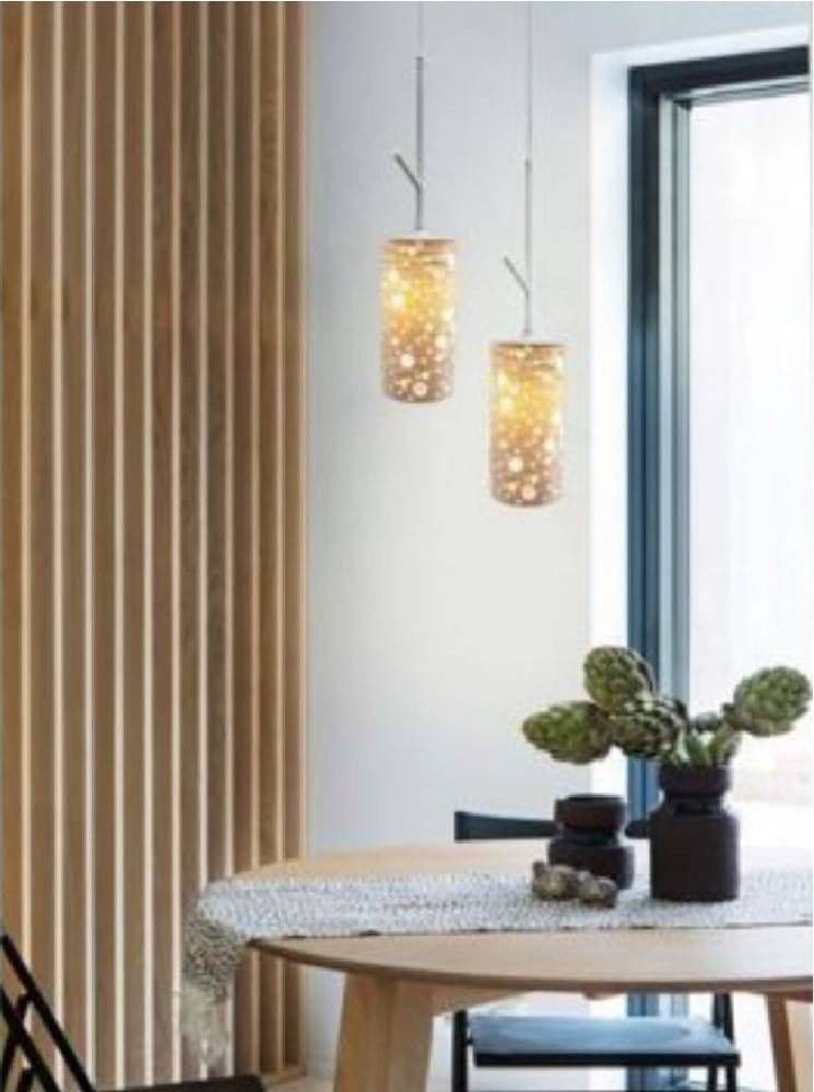 Lampadario-A-Sospensione-E27-Paralume-Cilindro-In-Ceramica-Traforata-Bianco-Lp21