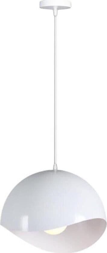 Lampadario-A-Sospensione-Forma-Guscio-D'uovo-Portalampada-E27-Metallo-Bianco