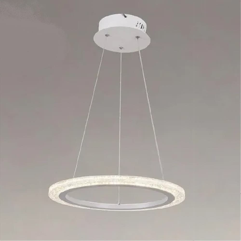 LAMPADARIO A SOSPENSIONE LED 24 W CERCHIO ANELLO EFFETTO CRISTALLO BIANCO 31890 in Lampade a sospensione Trade Shop italia - Napoli, commercioVirtuoso.it