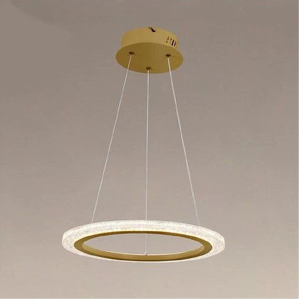 LAMPADARIO A SOSPENSIONE LED 24 WATT CERCHIO ANELLO EFFETTO CRISTALLO ORO 31913 in Lampade a sospensione Trade Shop italia - Napoli, commercioVirtuoso.it