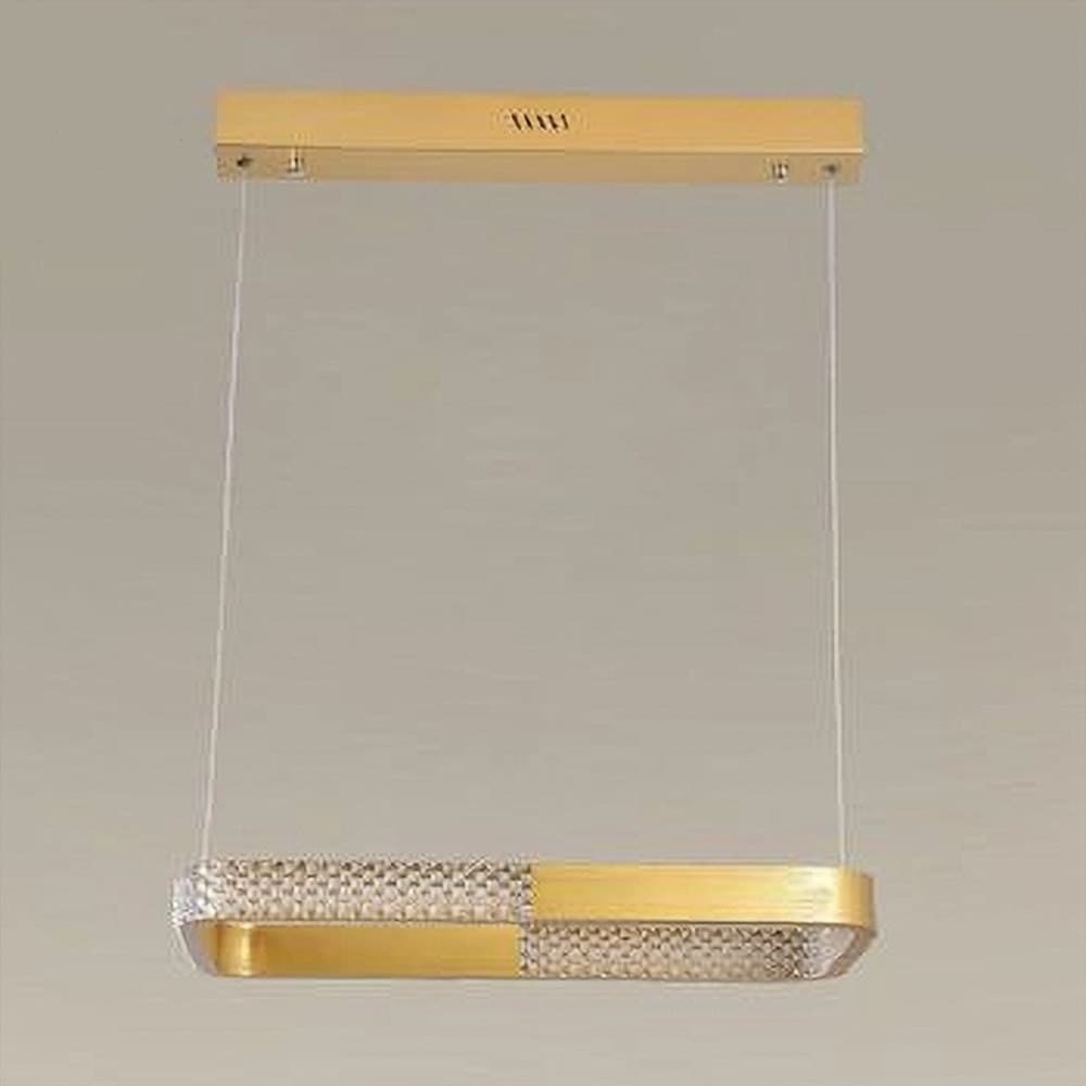 LAMPADARIO A SOSPENSIONE LED 24W RETTANGOLARE ORO CRISTALLO CON TELECOMANDO 32057 in Lampadari Trade Shop italia - Napoli, commercioVirtuoso.it