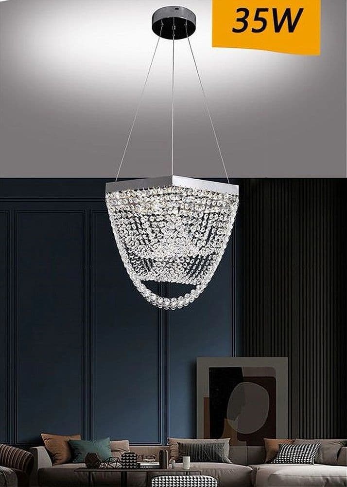 LAMPADARIO A SOSPENSIONE LED 35 W DESIGN MODERNO CRISTALLI LUCE FREDDA 6500K B74 in Lampade a sospensione Trade Shop italia - Napoli, commercioVirtuoso.it