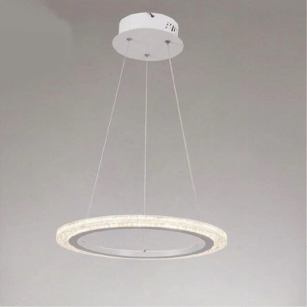 LAMPADARIO A SOSPENSIONE LED 36 W CERCHIO ANELLO BIANCO EFFETTO CRISTALLO 31920 in Lampade a sospensione Trade Shop italia - Napoli, commercioVirtuoso.it