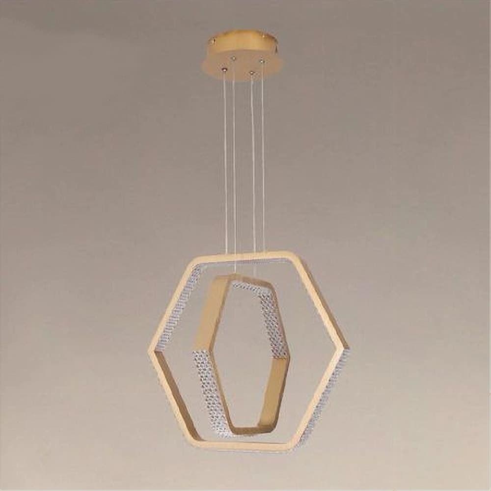 LAMPADARIO A SOSPENSIONE LED 48 W ESAGONALE EFFETTO CRISTALLO MODERNO ORO 31852 in Lampadari Trade Shop italia - Napoli, commercioVirtuoso.it
