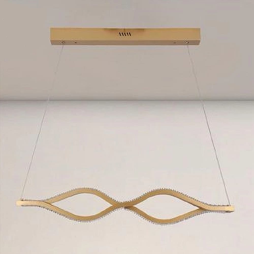 LAMPADARIO A SOSPENSIONE LED 58 WATT ONDA INFINITO CRISTALLO ONDULATO ORO 32149 in Lampadari Trade Shop italia - Napoli, commercioVirtuoso.it