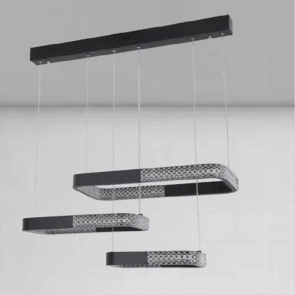 LAMPADARIO A SOSPENSIONE LED 68 W 3 RETTANGOLI CRISTALLO TELECOMANDO NERO 32101 in Lampade a sospensione Trade Shop italia - Napoli, commercioVirtuoso.it