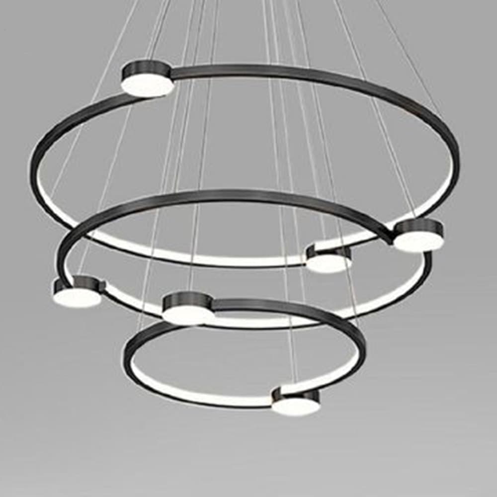LAMPADARIO A SOSPENSIONE LED 96W 3 CERCHI CON TELECOMANDO DESIGN MODERNO NERO 71156 in Lampade a sospensione Trade Shop italia - Napoli, commercioVirtuoso.it
