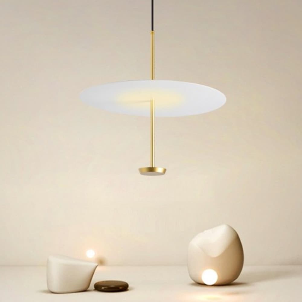 LAMPADARIO A SOSPENSIONE LUCE 4000K LED 18W DISCO PARALUME PIATTO BIANCO ORO TONDO 33191 in Lampade a sospensione Trade Shop italia - Napoli, commercioVirtuoso.it