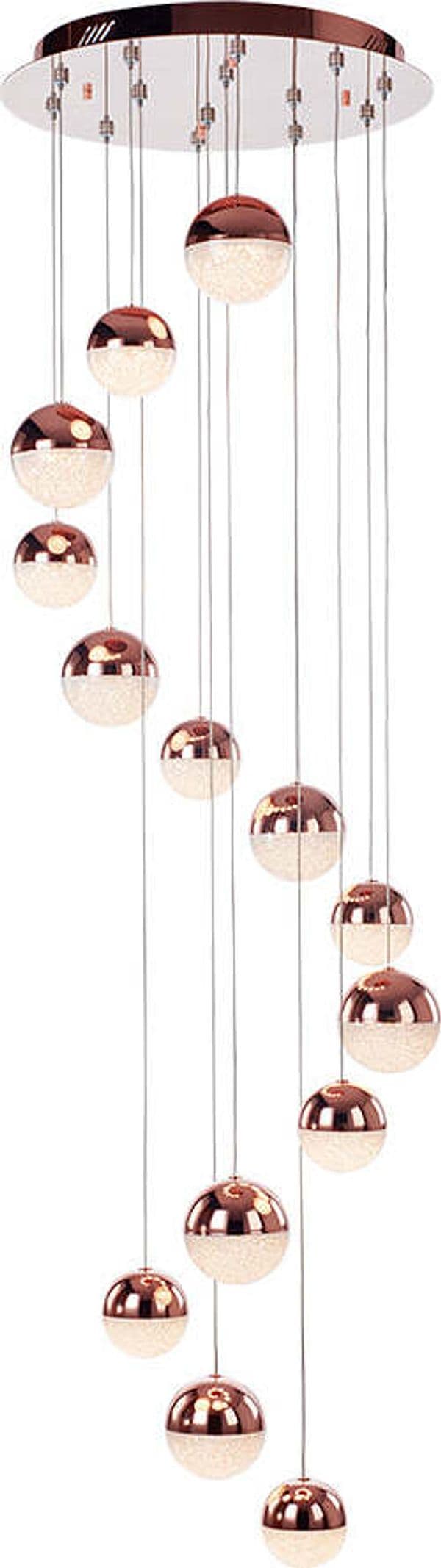 Lampadario-A-Sospensione-Moderno-Atomo-Metallo-14-Sfere-Rame-Cristallo-Led-67,2W