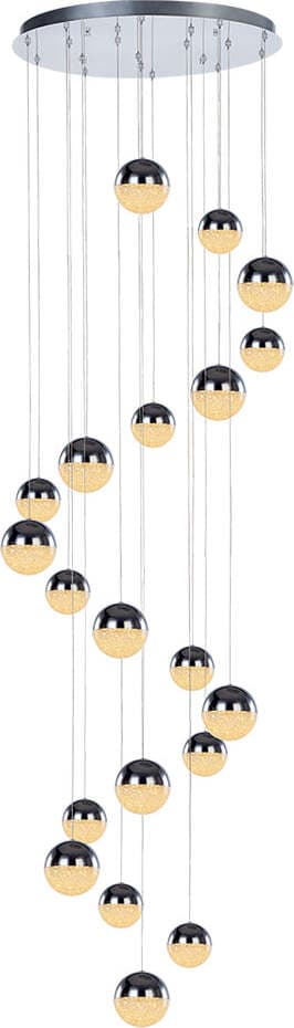 Lampadario-A-Sospensione-Moderno-Atomo-Metallo-20-Sfere-Cromo-Cristallo-Led-96W