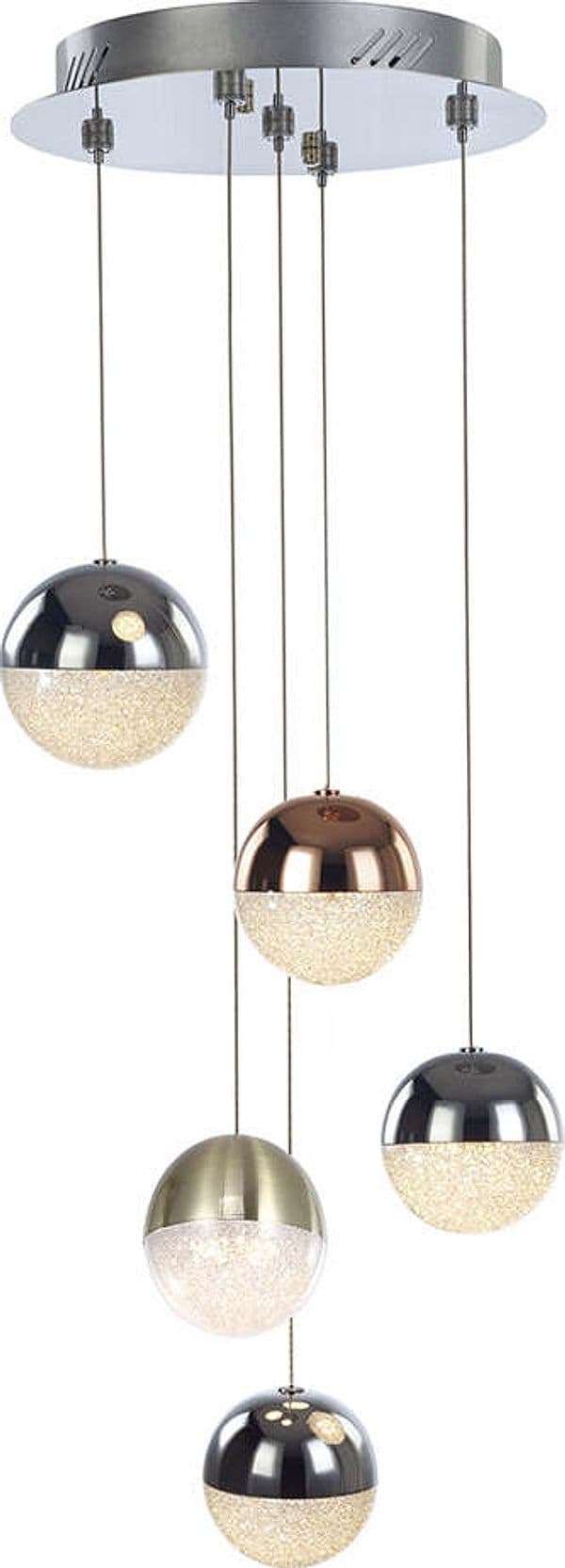 Lampadario-A-Sospensione-Moderno-Atomo-Metallo-5-Sfere-Mix-Cristallo-Led-24W