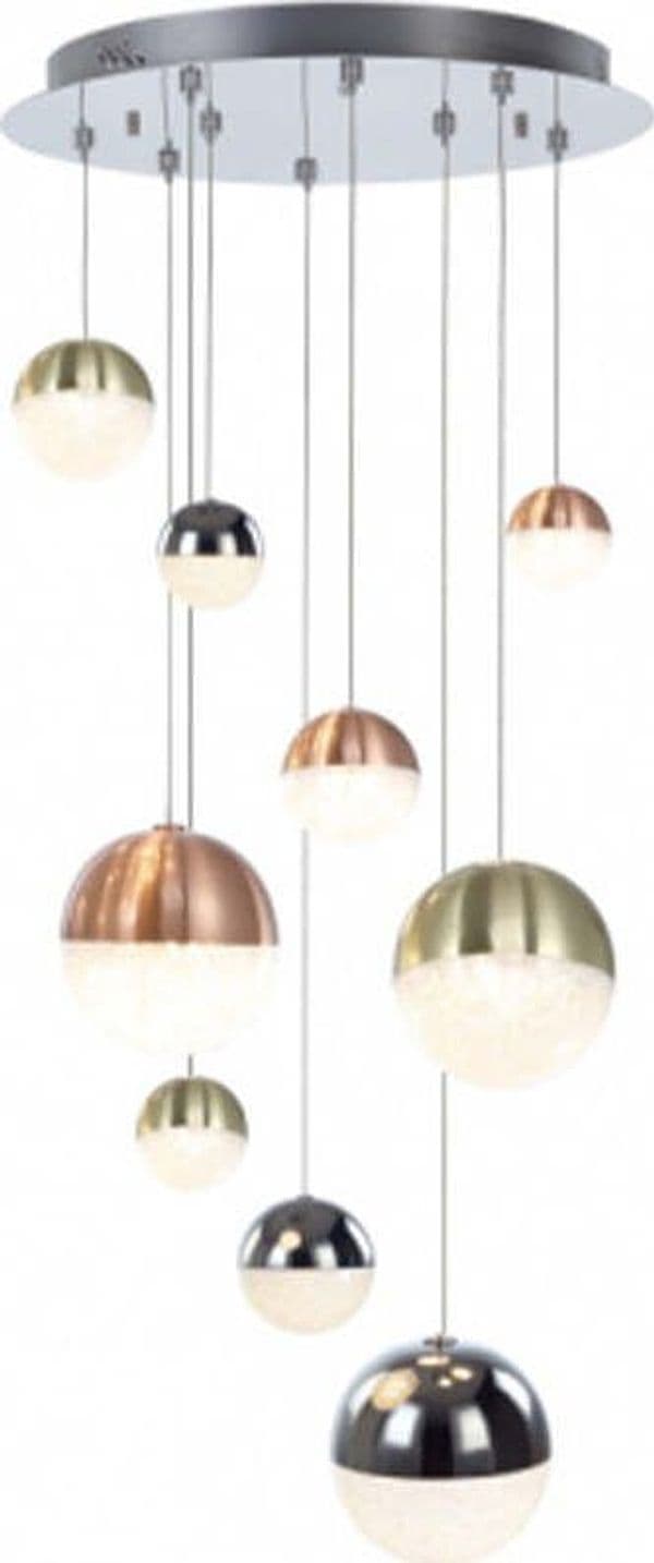 Lampadario-A-Sospensione-Moderno-Atomo-Metallo-9-Sfere-Cromo-Cristallo-Led-54W
