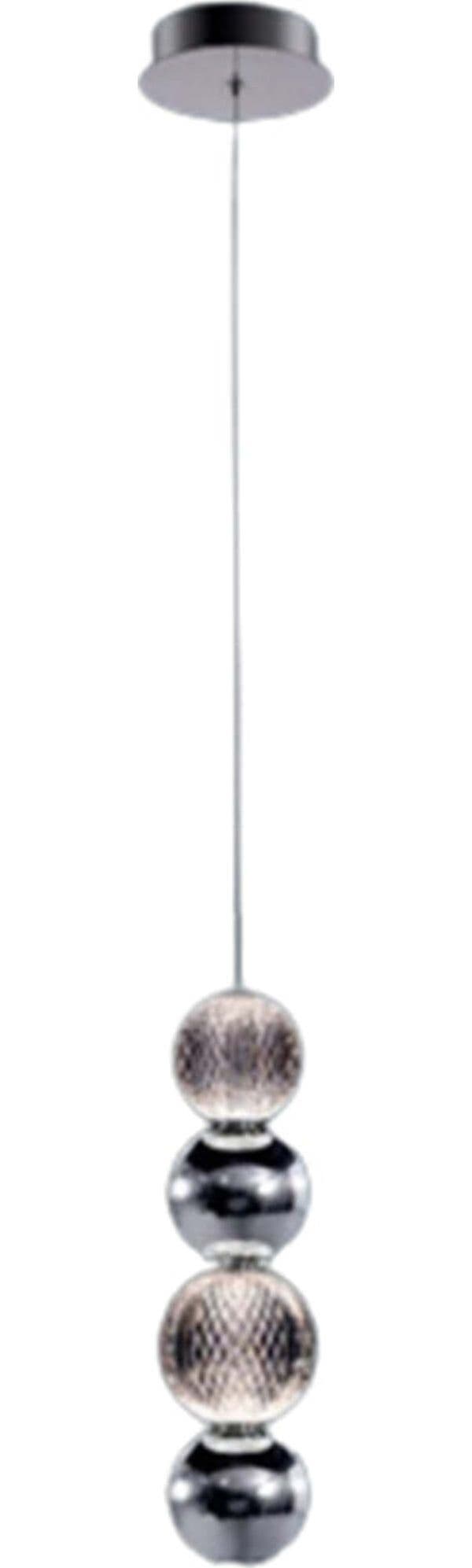 Lampadario-A-Sospensione-Moderno-Brillante-5-Sfere-Acrilico-Metallo-Cromo-Led-7W