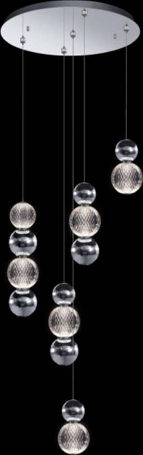 Lampadario-A-Sospensione-Moderno-Brillante-Acrilico-E-Metall-Ocromo-Led-27W