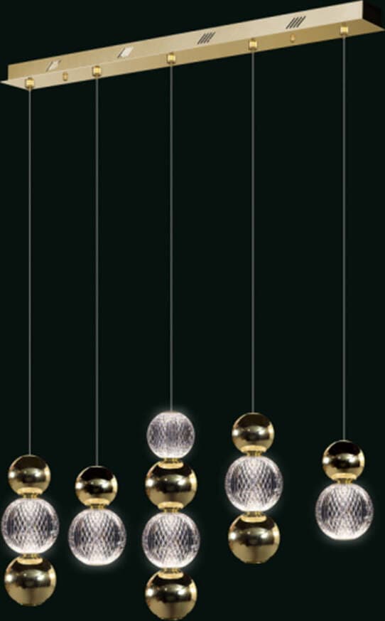 Lampadario-A-Sospensione-Moderno-Brillante-Acrilico-E-Metallo-Oroled-27W