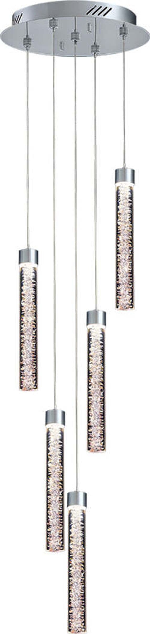 Lampadario-A-Sospensione-Moderno-Crackle-5-Luci-Metallo-Cromo-Vetro-Led-24-W