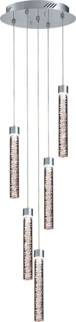 Lampadario-A-Sospensione-Moderno-Crackle-5-Luci-Metallo-Cromo-Vetro-Led-24-W