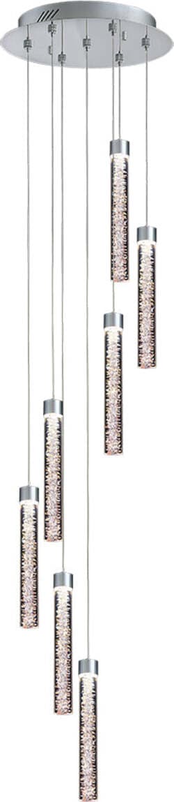 Lampadario-A-Sospensione-Moderno-Crackle-7-Luci-Metallo-Cromo-Vetro-Led-33,6W