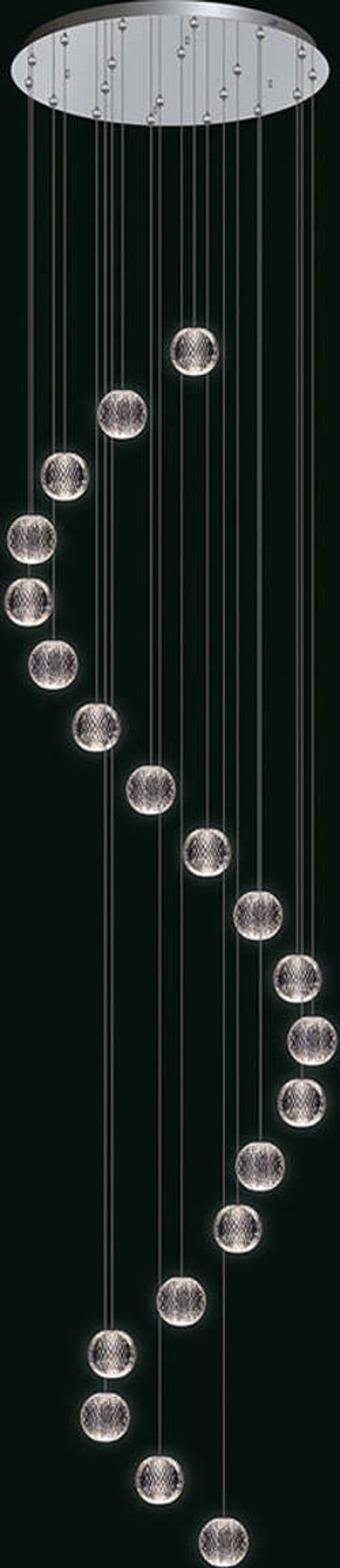Lampadario-A-Sospensione-Moderno-Diamante-Acrilico-Cromo-20-Luci-A-Sfera-Led-84W