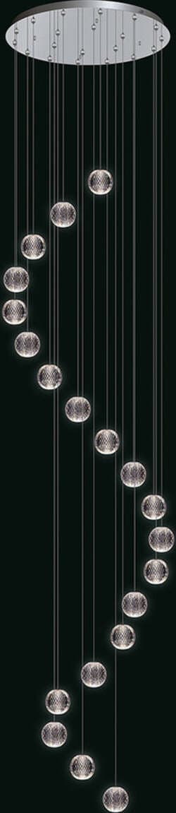 Lampadario-A-Sospensione-Moderno-Diamante-Acrilico-Cromo-20-Luci-A-Sfera-Led-84W