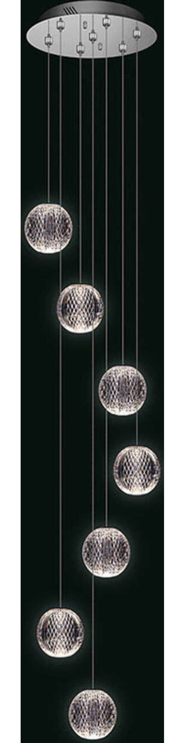 Lampadario-A-Sospensione-Moderno-Diamante-Acrilico-Cromo-7-Luci-Sfera-Led-29,4W