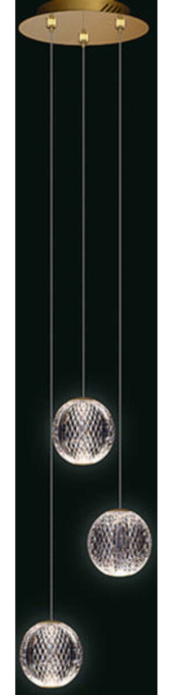Lampadario-A-Sospensione-Moderno-Diamante-Acrilico-Oro-3-Luci-A-Sfera-Led-12,6W