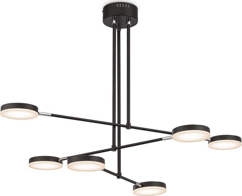 Lampadario-A-Sospensione-Moderno-Fad-Metallo-Nero-Acrilico-6-Luci-Led-40W