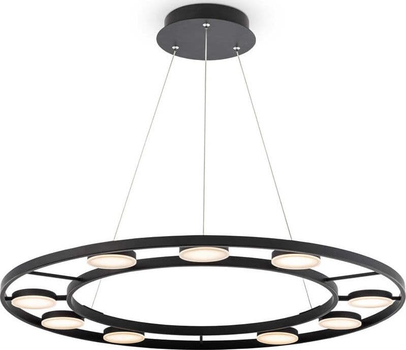 Lampadario-A-Sospensione-Moderno-Fad-Metallo-Nero-Acrilico-9-Luci-Led-63W