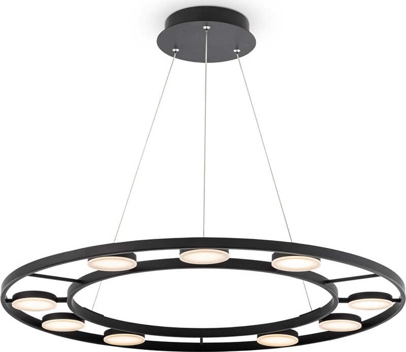 Lampadario-A-Sospensione-Moderno-Fad-Metallo-Nero-Acrilico-9-Luci-Led-63W