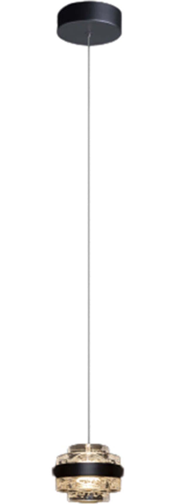 Lampadario-A-Sospensione-Moderno-Geo-1-Luce-Acrilico-Pulegoso-Nero-Opaco-Led-5W