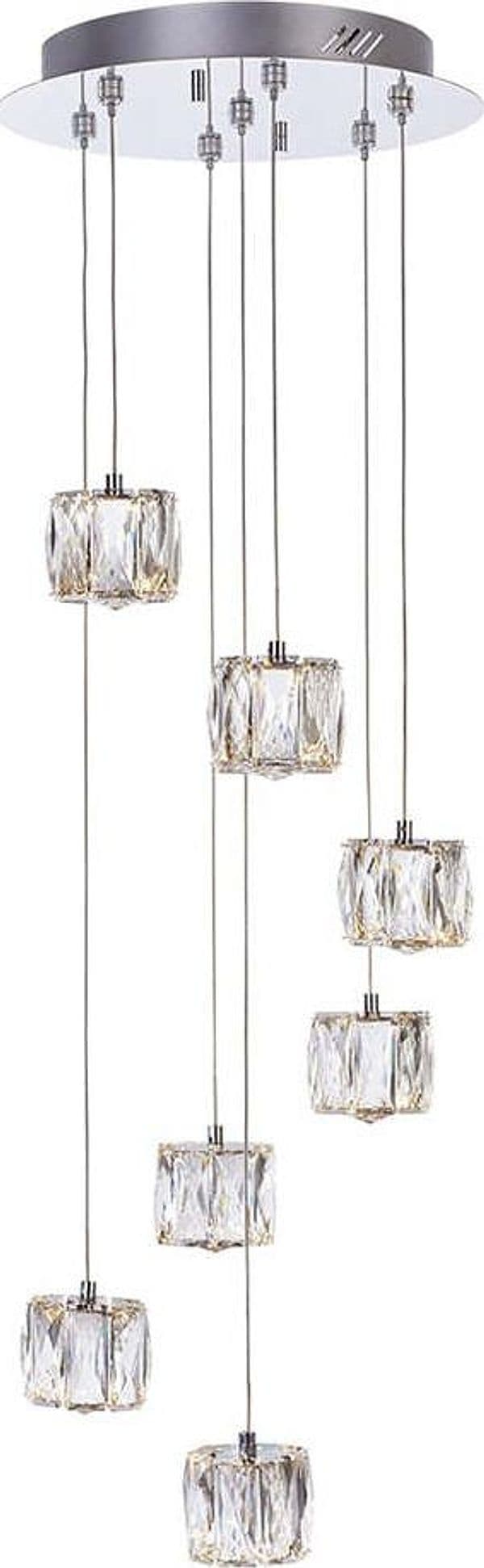 Lampadario-A-Sospensione-Moderno-Glacier-7-Metallo-Cromo-Cristallo-Led-25,2W