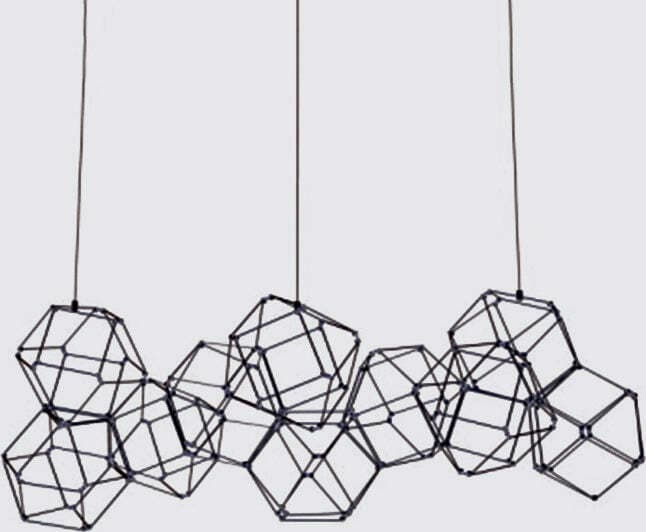 Lampadario-A-Sospensione-Moderno-Lucciola-Metallo-Cromato-Nero-Led-10-Esagoni