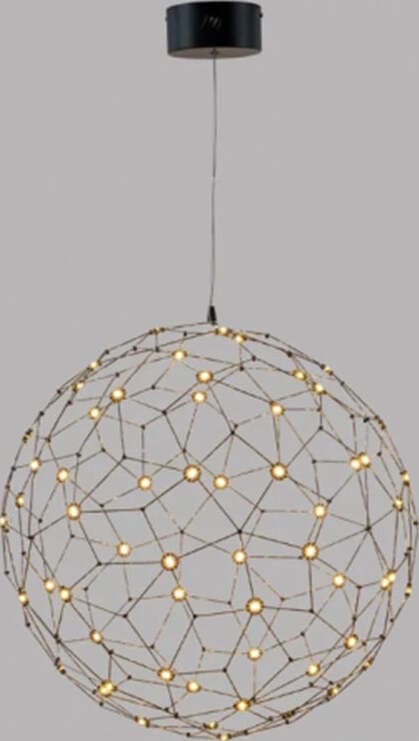 Lampadario-A-Sospensione-Moderno-Lucciola-Metallo-Cromato-Nero-Led-Integrato-36W