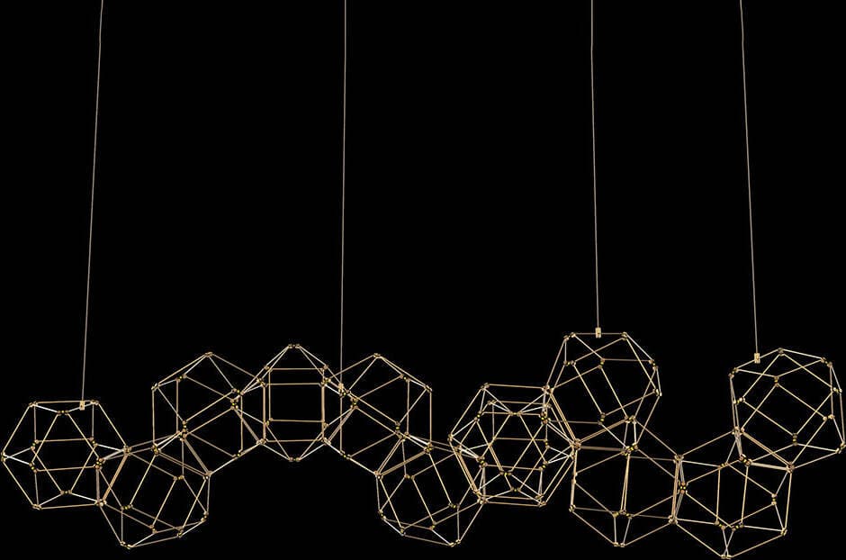 Lampadario-A-Sospensione-Moderno-Lucciola-Metallo-Oro-Led-57,5W-12-Esagoni
