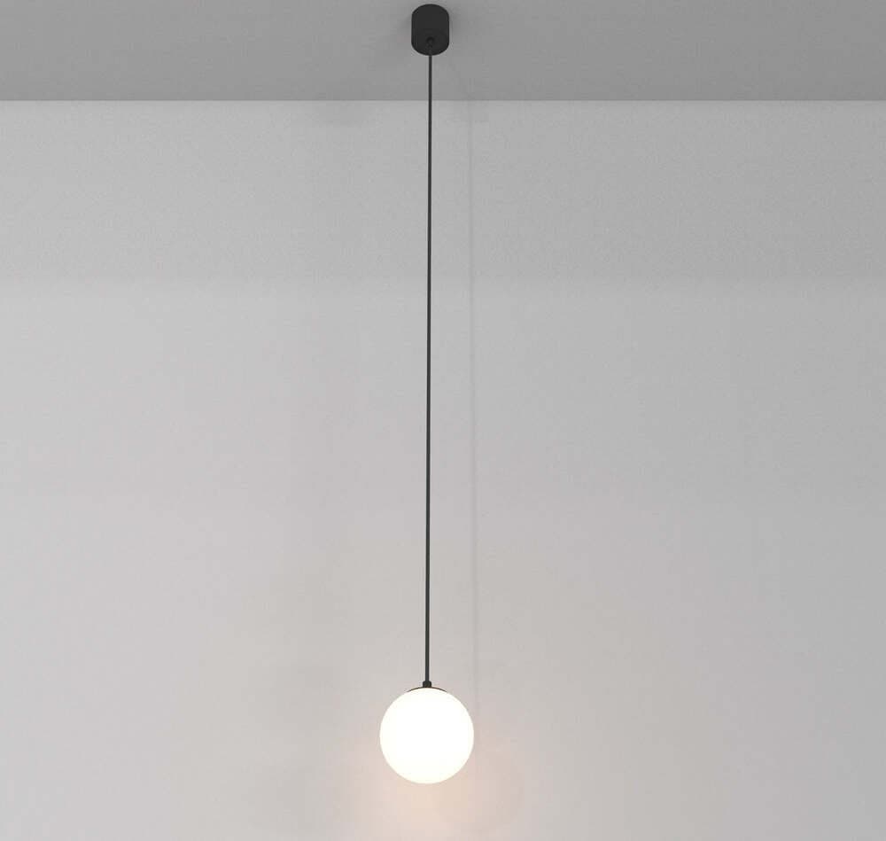Lampadario-A-Sospensione-Moderno-Luna-Alluminio-Nero-Luce-Led-Integrato-5W-Calda
