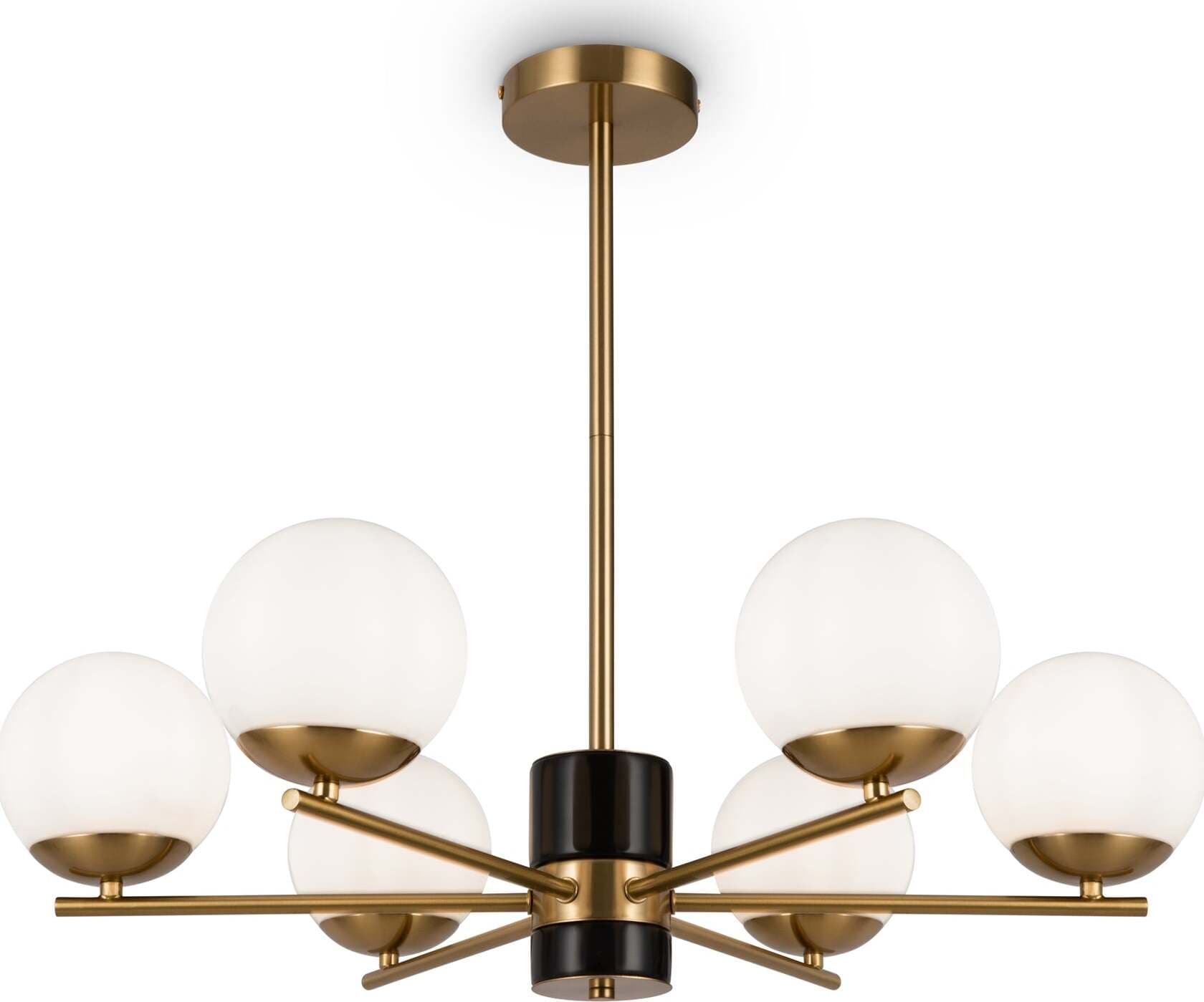 Lampadario-A-Sospensione-Moderno-Marble-Metallo-Ottone-Vetro-6-Luci-E27-60W