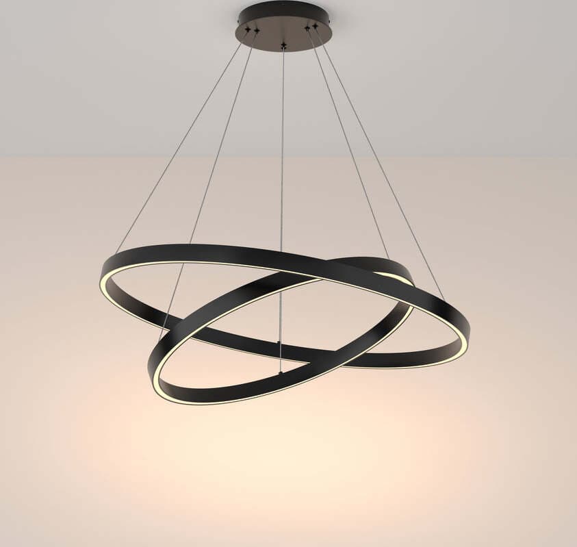 Lampadario-A-Sospensione-Moderno-Rim-Alluminio-Nero-2-Luci-Led-88W