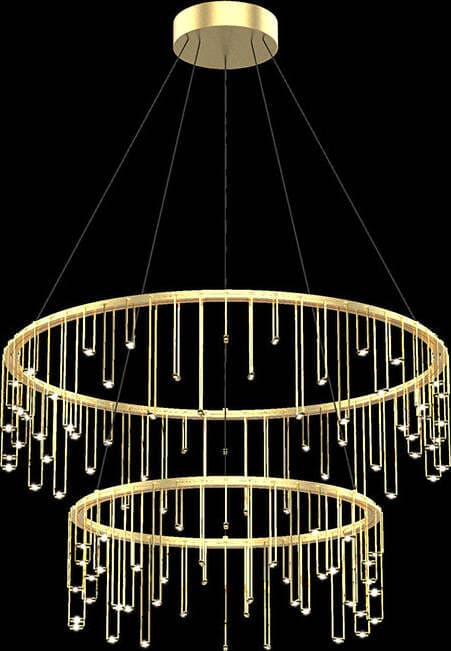 Lampadario-A-Sospensione-Moderno-Scintilla-2-Livelli-Ottone-Oro-Led-36,7W