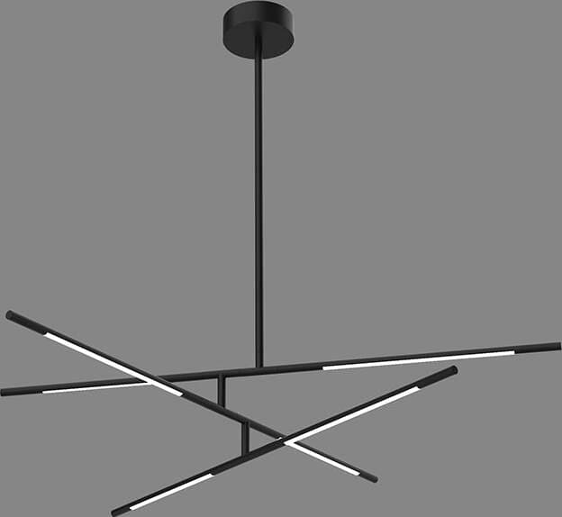Lampadario-A-Sospensione-Moderno-Tubular-6-Luci-Metallo-Nero-Opaco-Led-30W