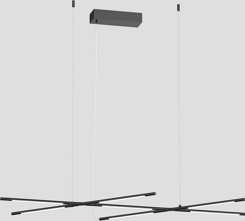Lampadario-A-Sospensione-Moderno-Tubular-7-Luci-Metallo-Nero-Opaco-Led-28W