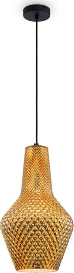 Lampadario-A-Sospensione-Tommy-Metallo-Oro-1-Luce-E27-Diffusore-Vetro