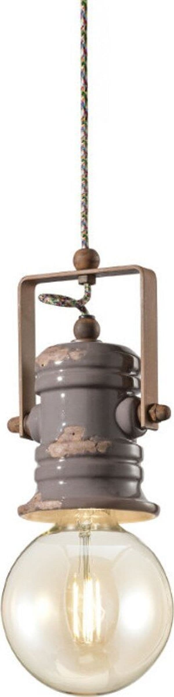 Lampadario-ceramica-Ferroluce-Retrò-URBAN-C1840-E27-LED-sospensione-rustica-vintage