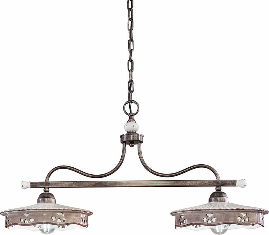 Lampadario-Classico-Alessandria-Ferro-E-Ceramica-Nero-Sfumato-Rame-2-Luci-E27
