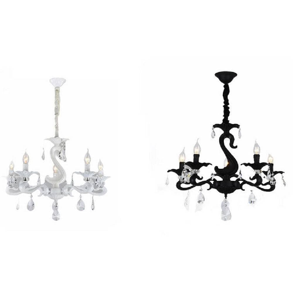 Lampadario-Classico-Attacco-E14-5-Bracci-Con-Pendenti-In-Acrilico-Lampada-A15-5