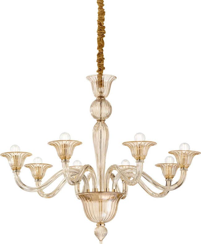 Lampadario-Classico-Brigitta-Vetro-Ambra-8-Luci-E14