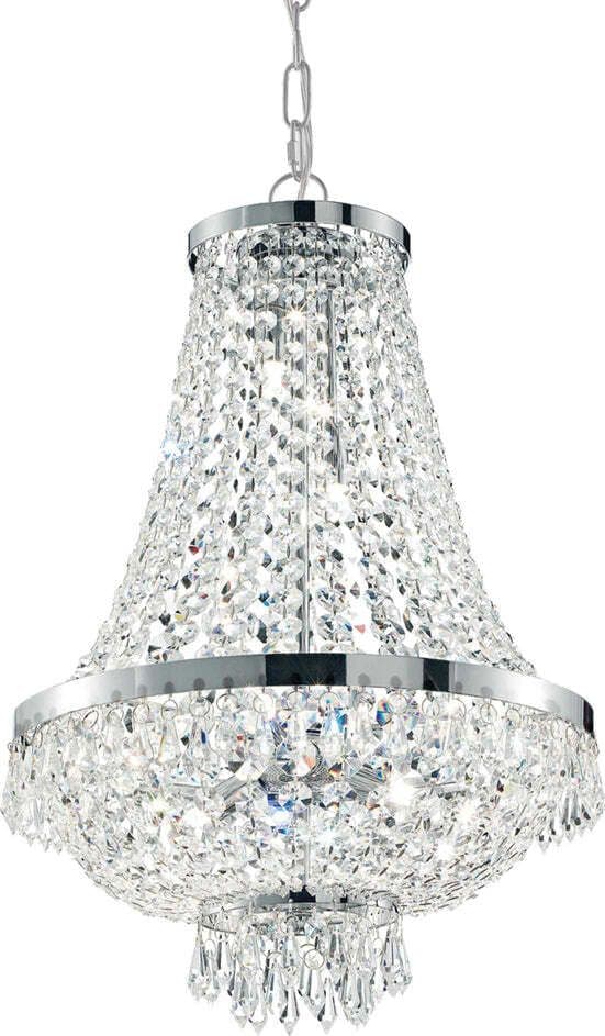 Lampadario-Classico-Caesar-Metallo-Cristallo-Cromo-12-Luci-G9-3W-3000K