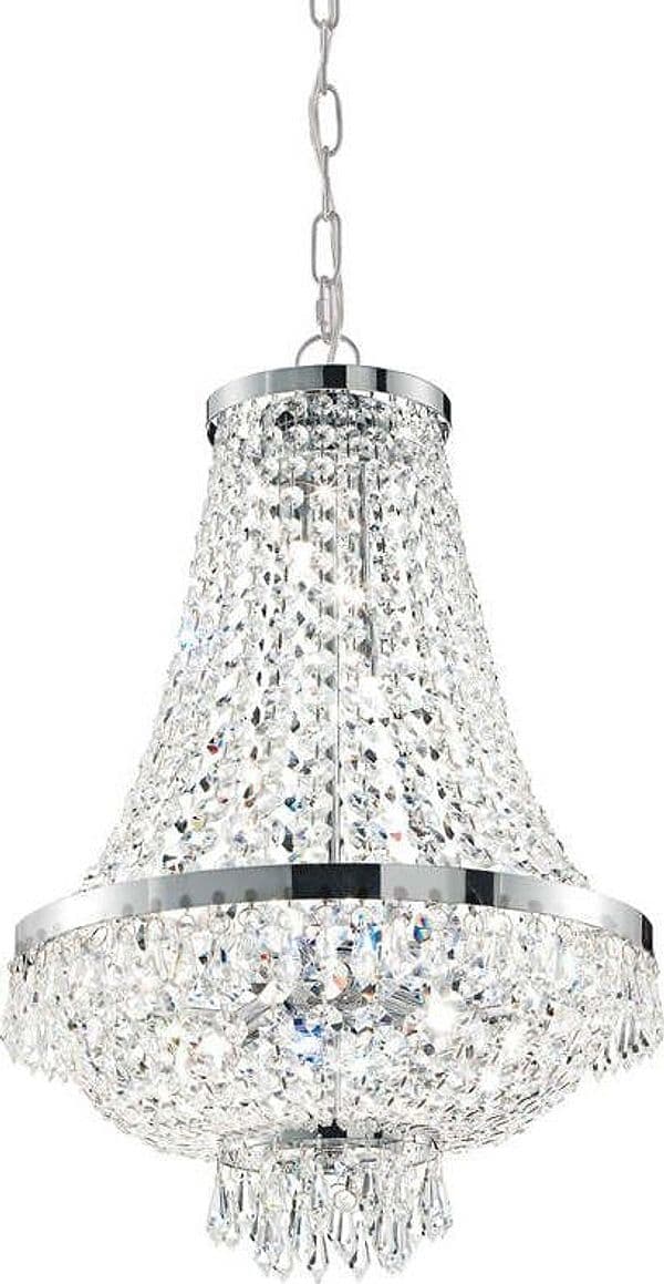 Lampadario-Classico-Caesar-Metallo-Cristallo-Cromo-6-Luci-G9-3W-3000K-Luce-Calda